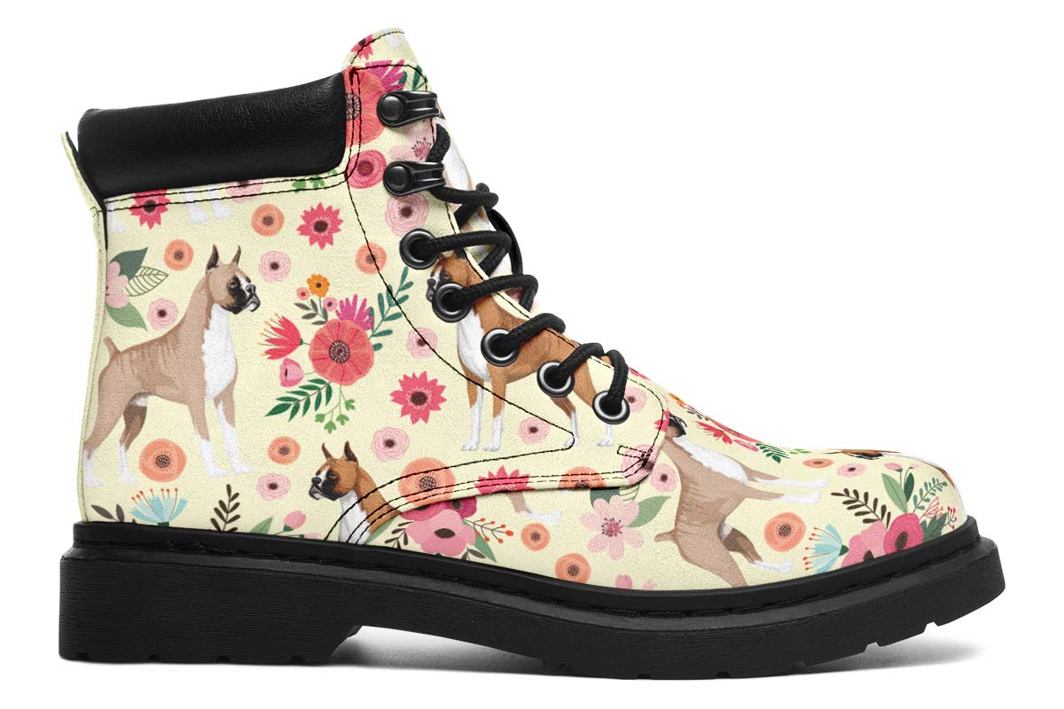 Boxer Floral Classic Vibe Boots - Custom Printed Vegan Boots