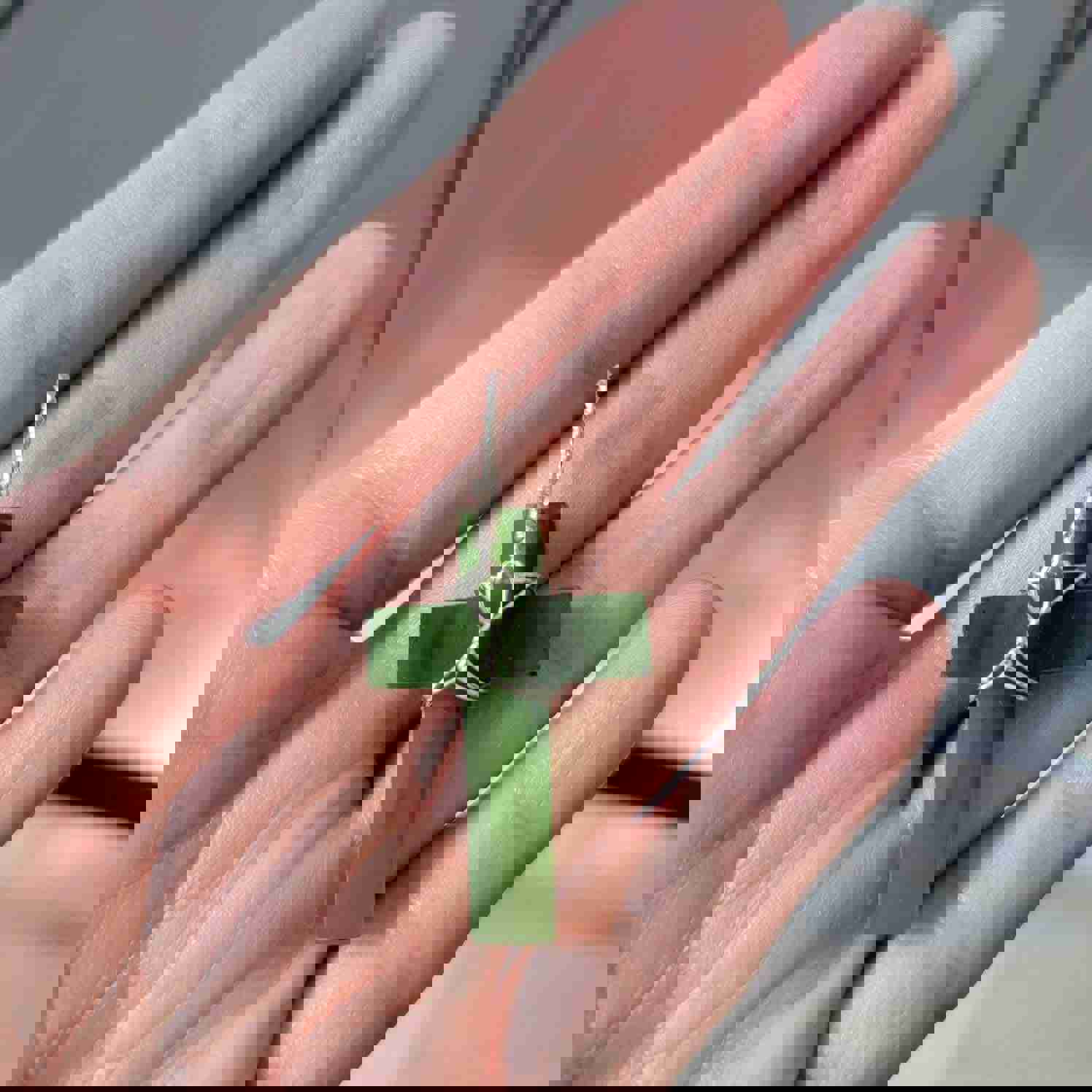 Genuine Nephrite Jade Cross Pendant Necklace with Sterling Silver Bail