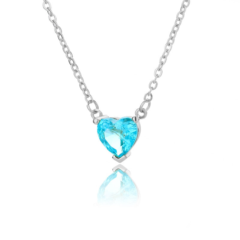 Crystal Heart Pendant Necklace - Gold & Platinum Stainless Steel