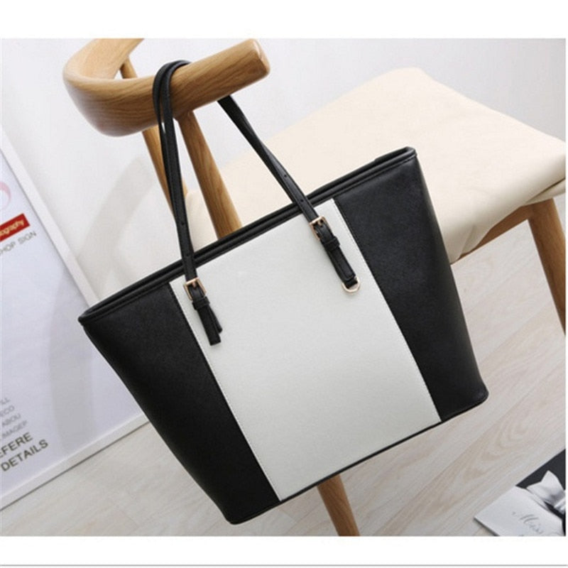Fashion Women PU Leather Handbag - Large Capacity Luxury Tote