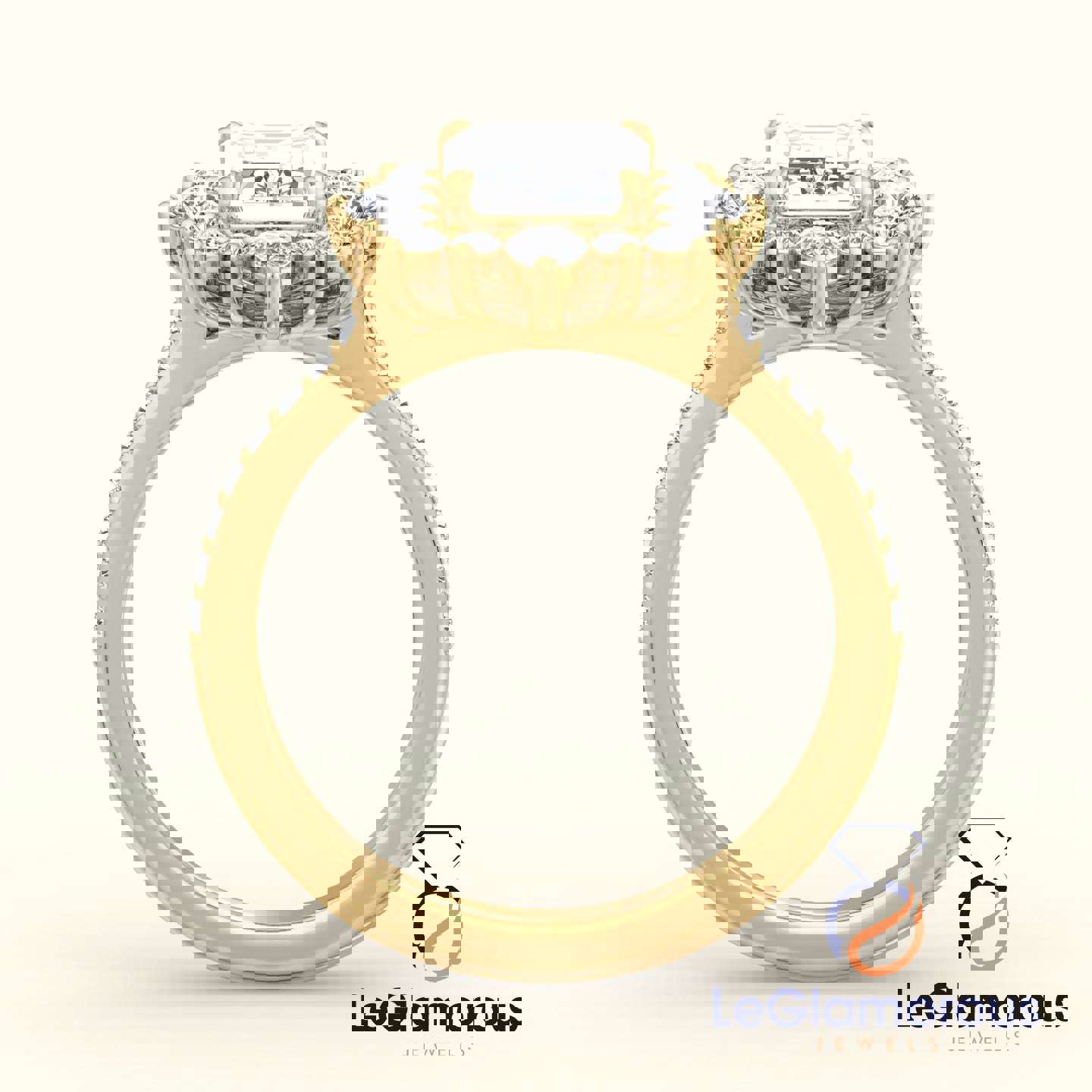 Lab Grown Emerald Cut Halo Engagement Ring For Wedding Gift