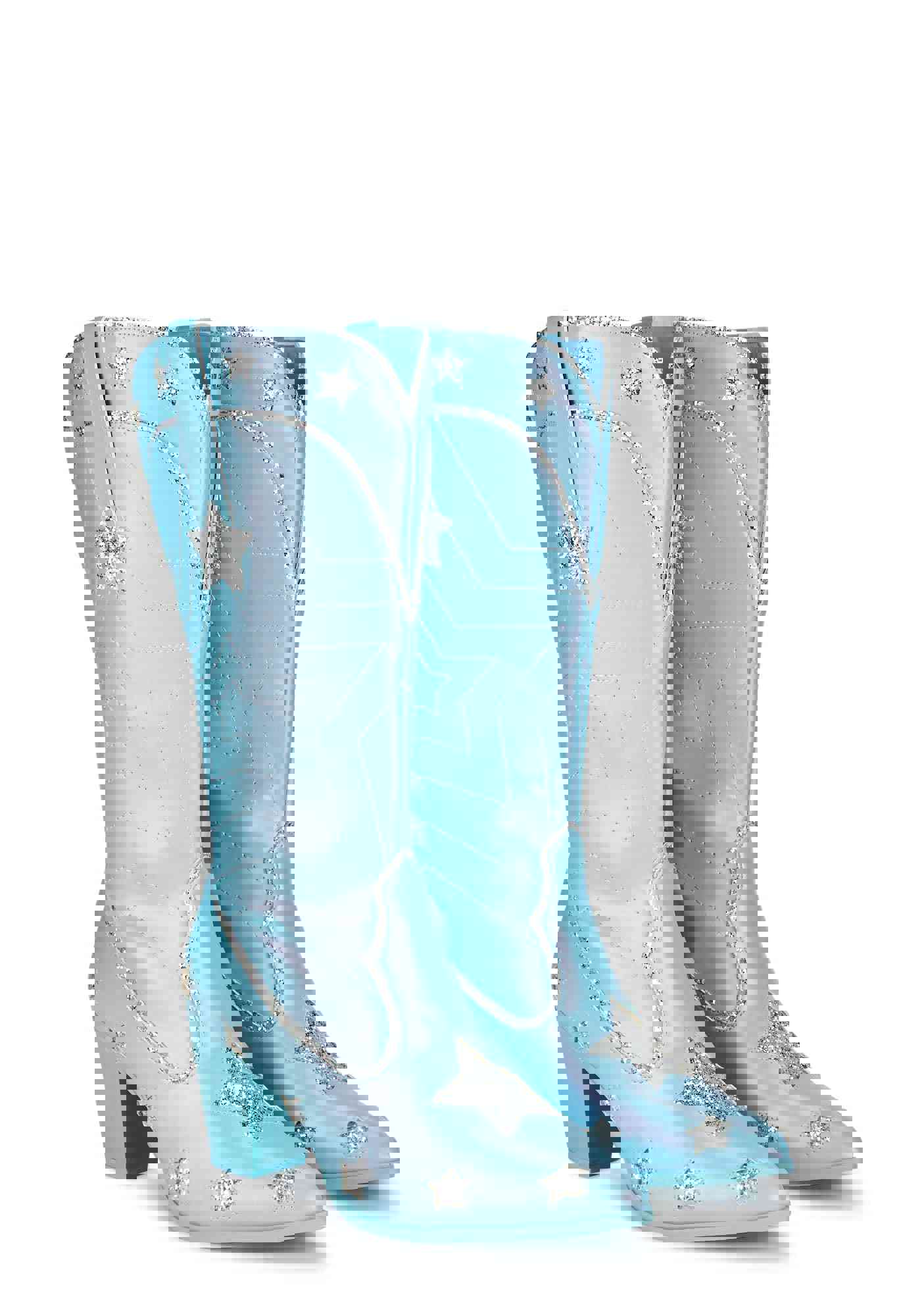 Pearl Star Space Cowgirl Boots - Blue