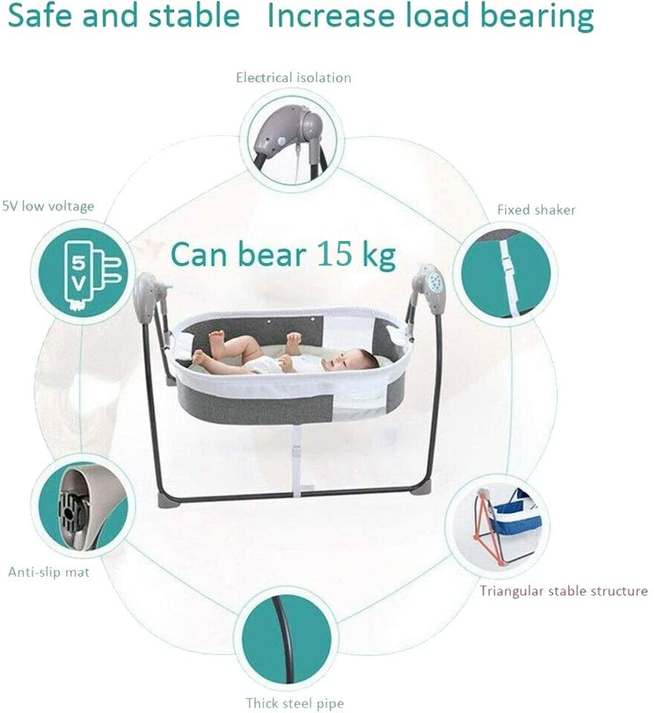 Electric Baby Cradle Toddler Rocker Bed with Bluetooth Music & Remote Control