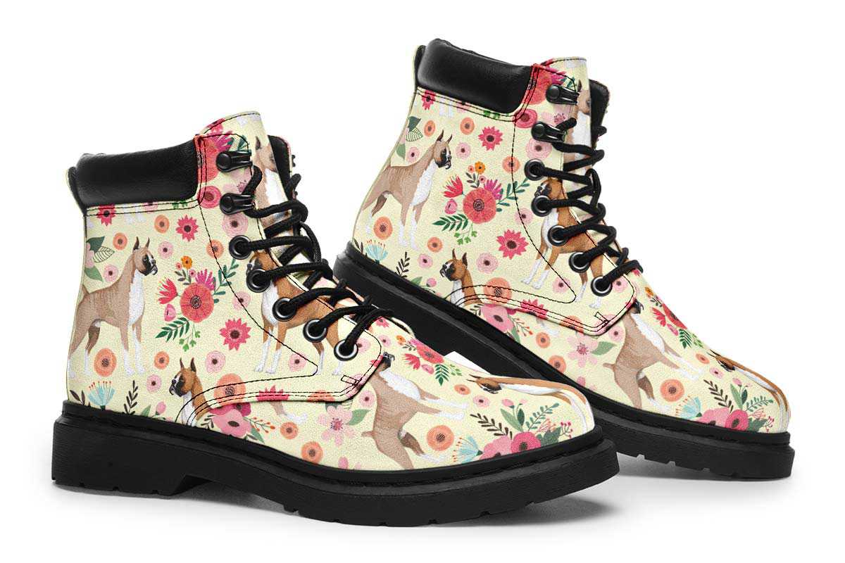 Boxer Floral Classic Vibe Boots - Custom Printed Vegan Boots