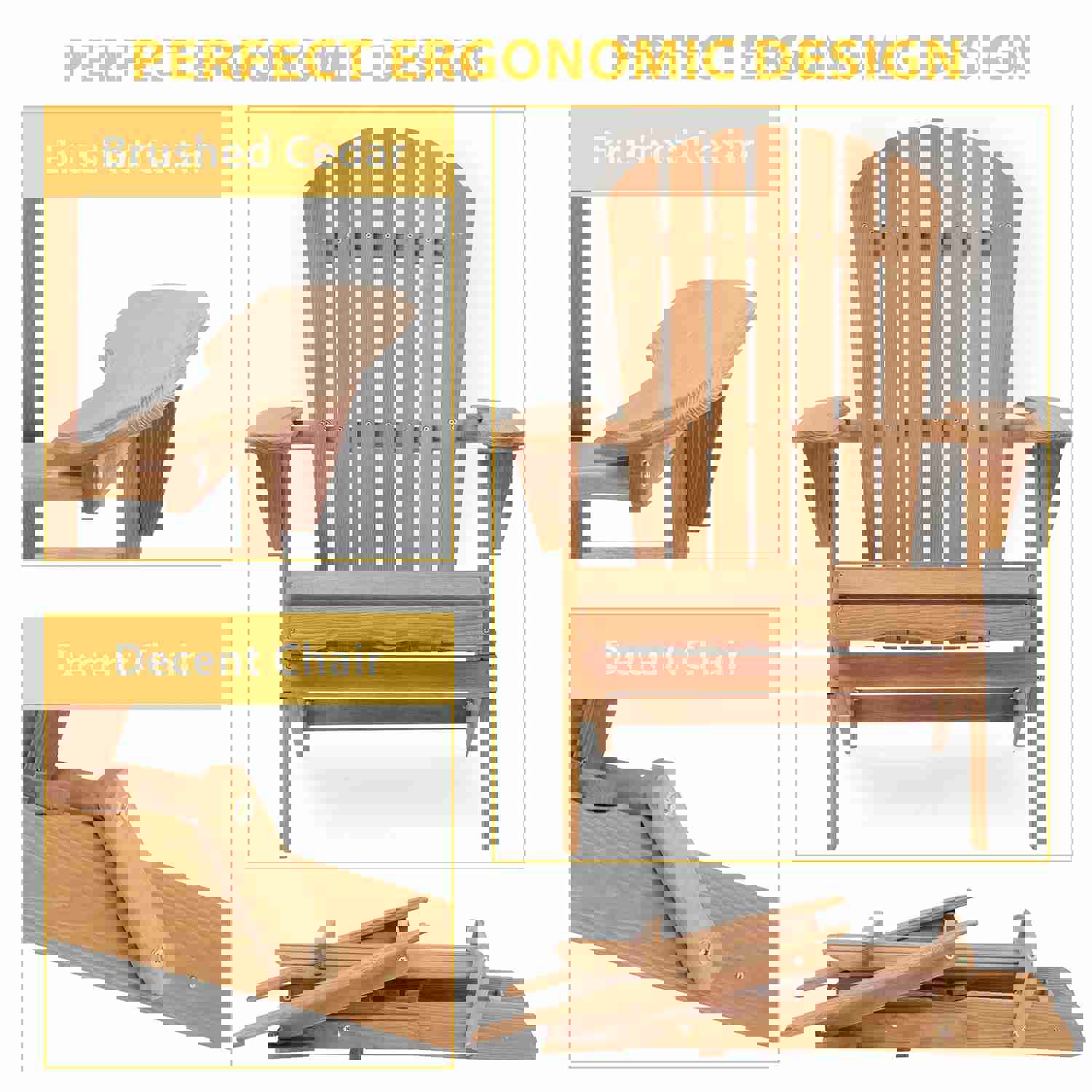 Wooden Outdoor Folding Adirondack Chair Set of 2