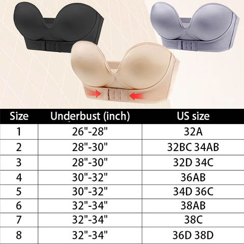 LauraCollection® Front Buckle Strapless Wireless Push Up Bra - Buy 1 Get 2 Free (Black)