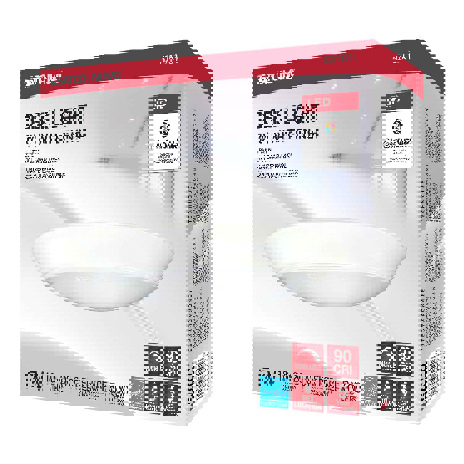 SATCO/NUVO 17W 10 Inch LED Disk Light CCT Selectable 2700K/3000K/3500K/4000K/5000K White Finish (62-1811)