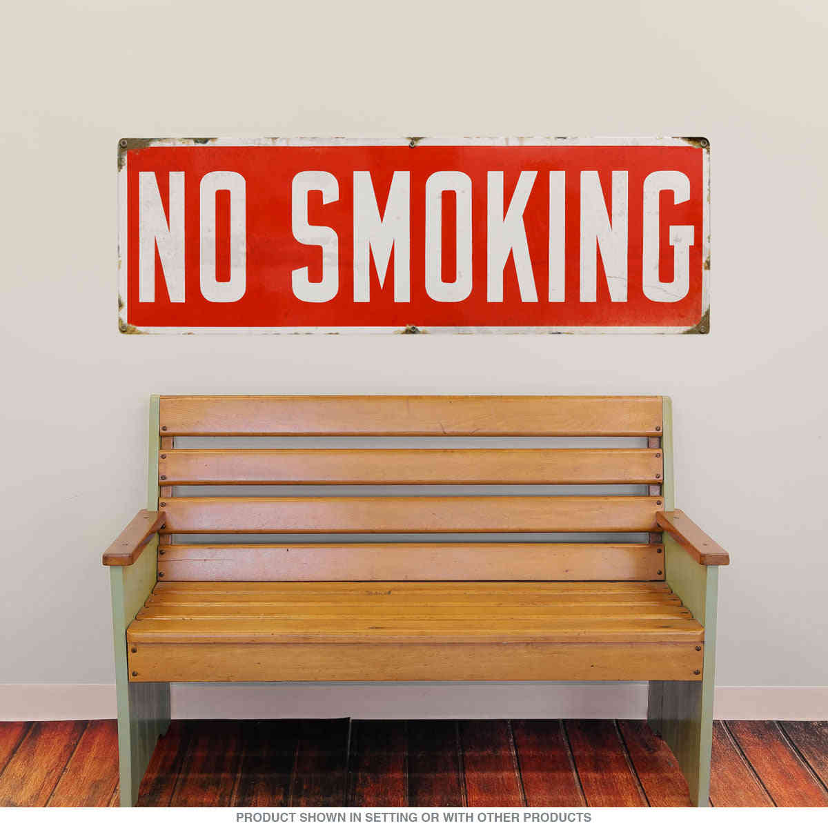 Vintage No Smoking Message Distressed Wall Decal - Peel and Stick Design