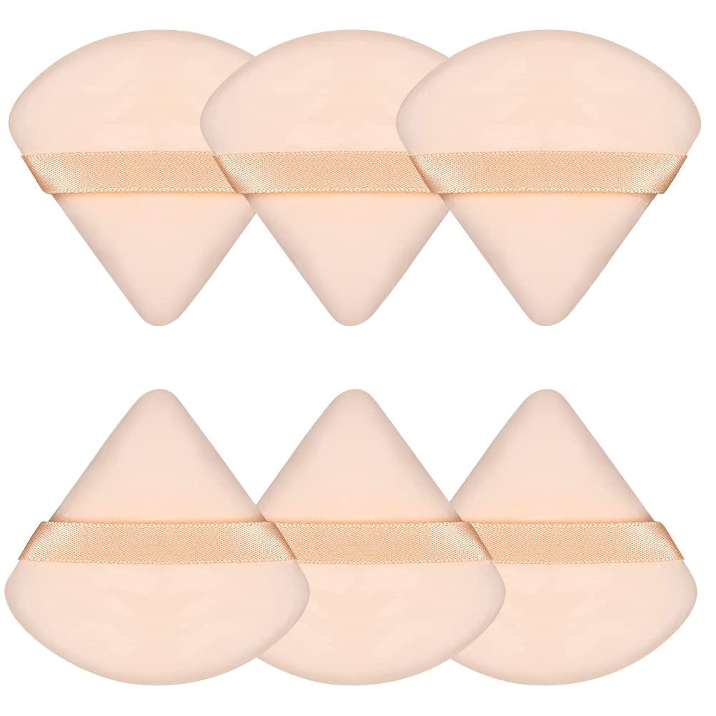 6 Pieces Soft Triangle Powder Puff for Makeup - Velour Cosmetic Sponge for Contouring and Under Eyes