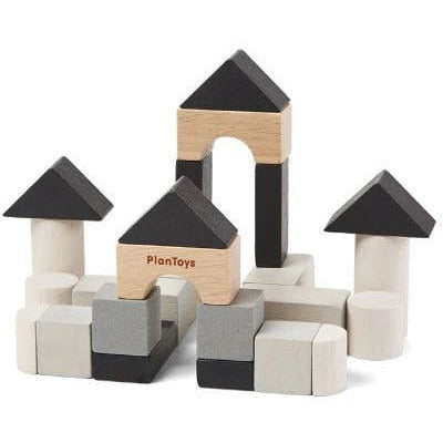Plan Toys Construction Set - 24 Blocks with 8 Shapes for Creative Building
