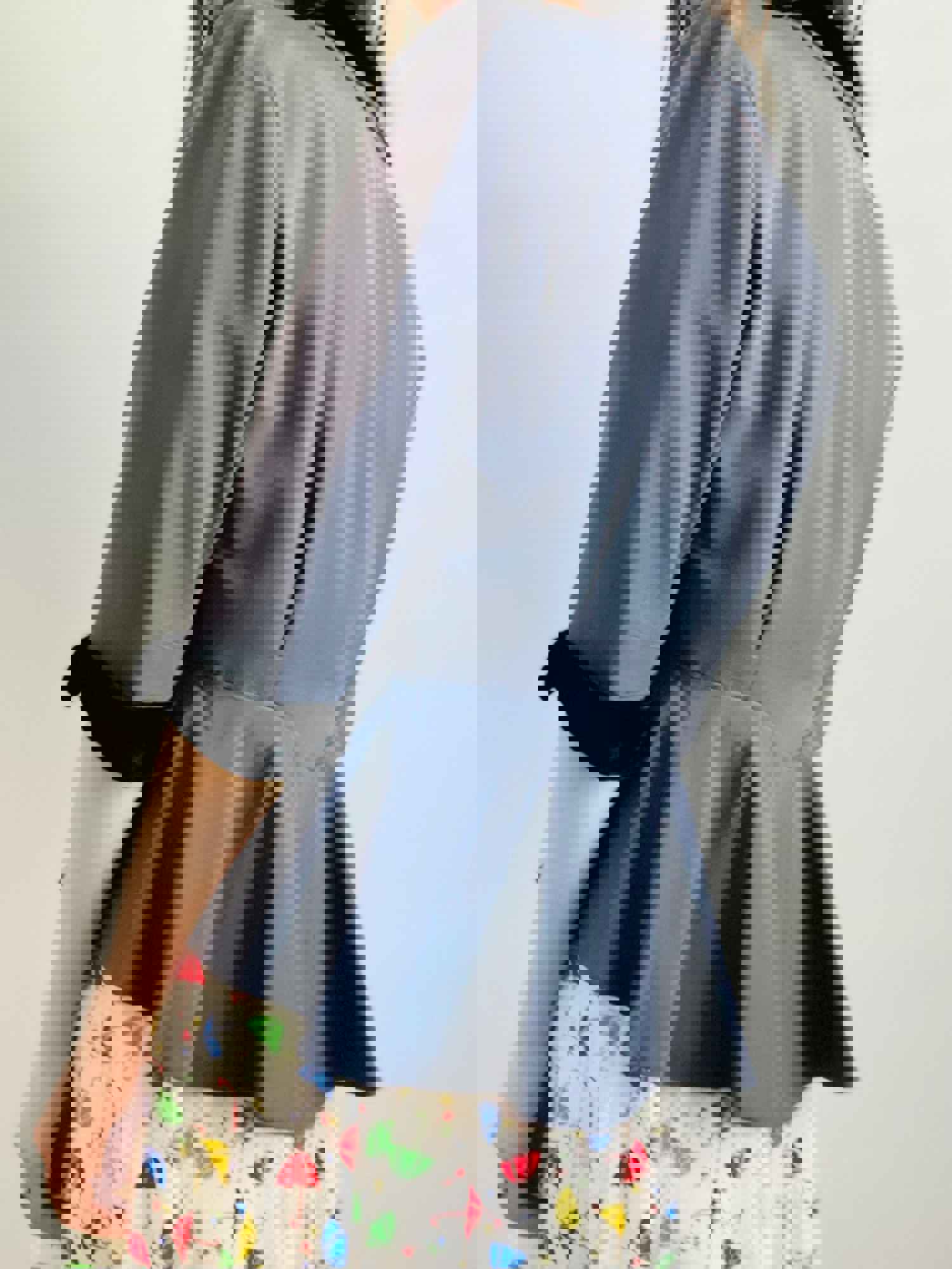 Vintage 1940s Blue Peplum Jacket with Black Velvet