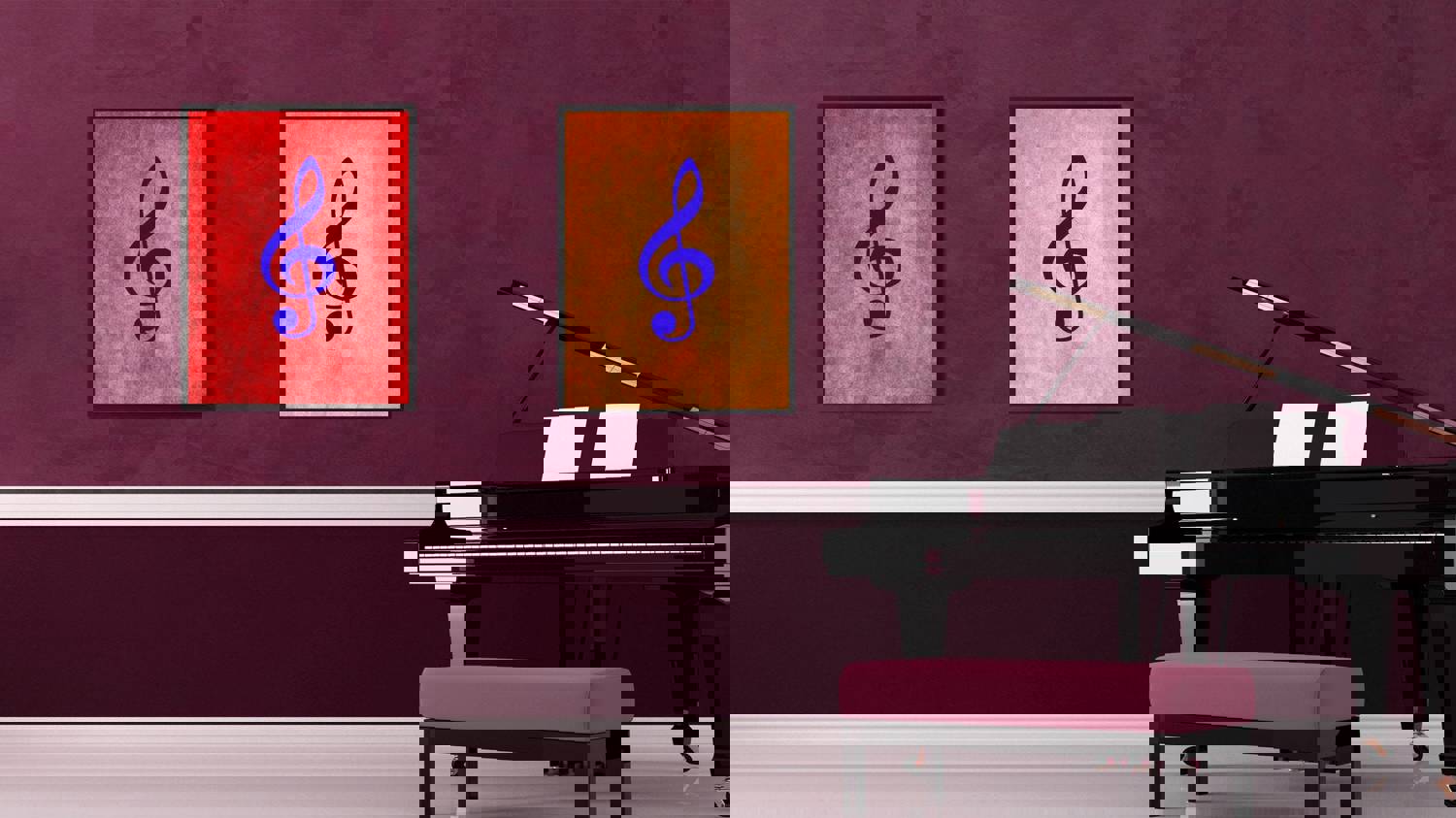 Treble Music Orange Canvas Print Pictures Frames for Office and Home Décor Wall Art