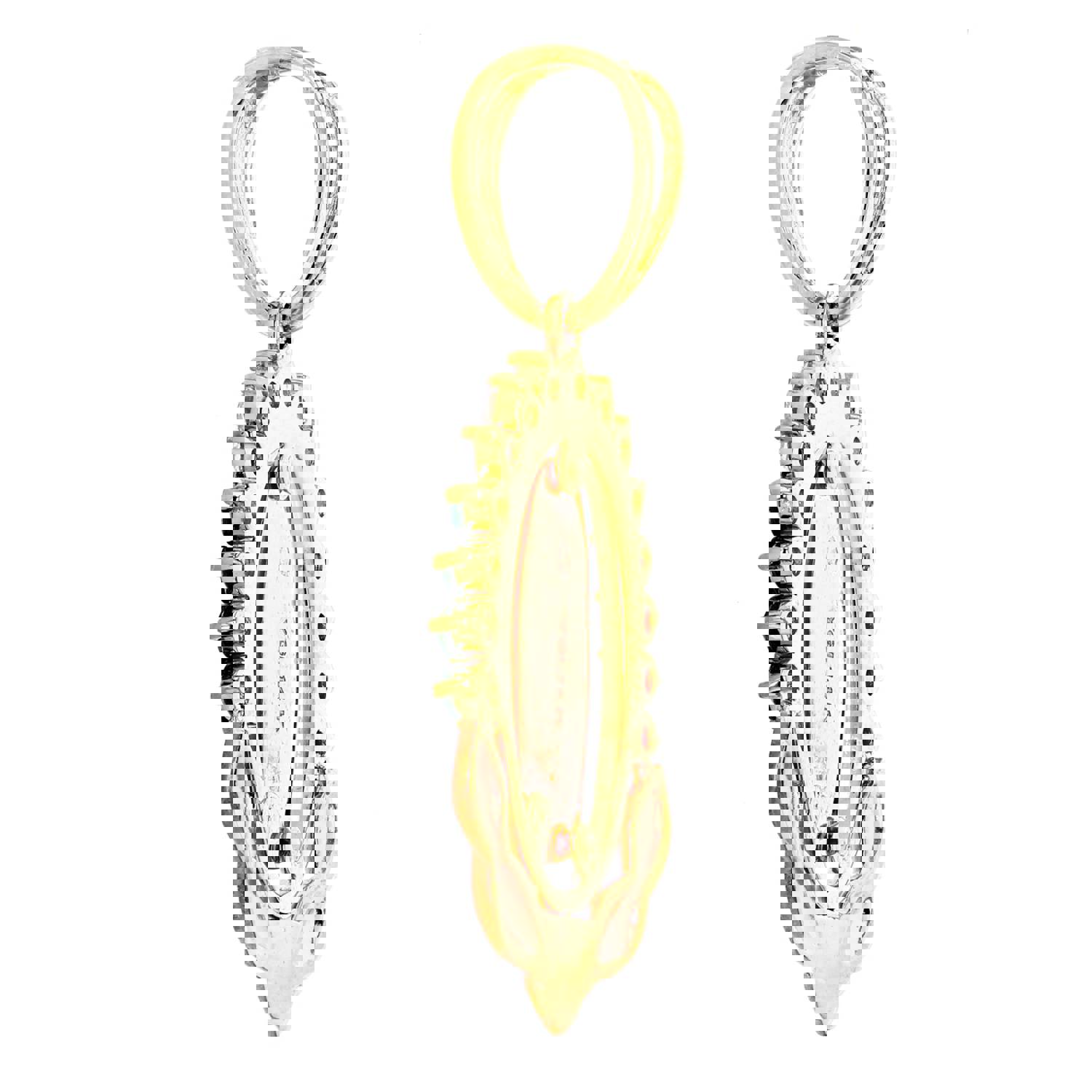 14K Gold Tricolor Virgin Mary Pendant with Ruby and Emerald