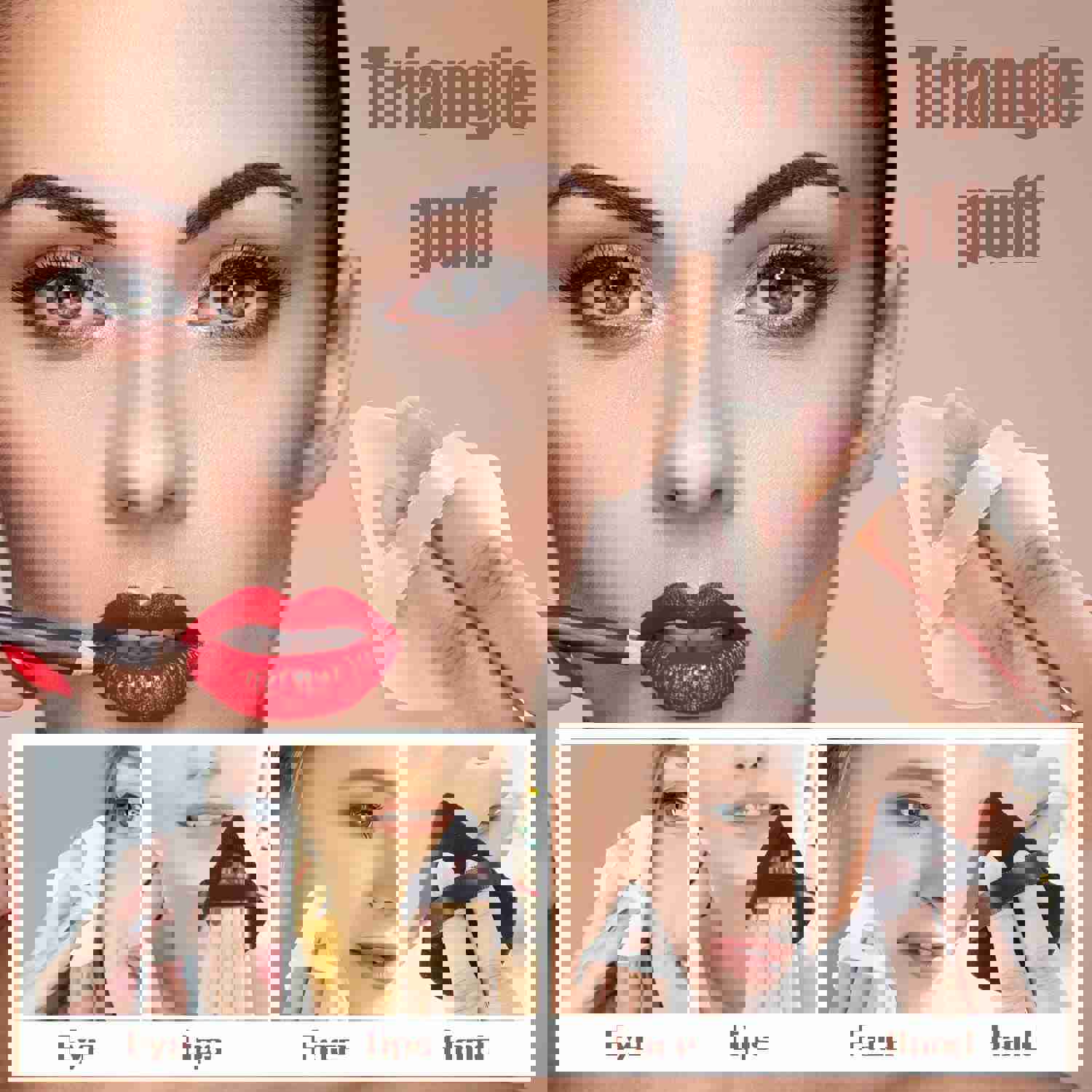 6 Pieces Soft Triangle Powder Puff for Makeup - Velour Cosmetic Sponge for Contouring and Under Eyes