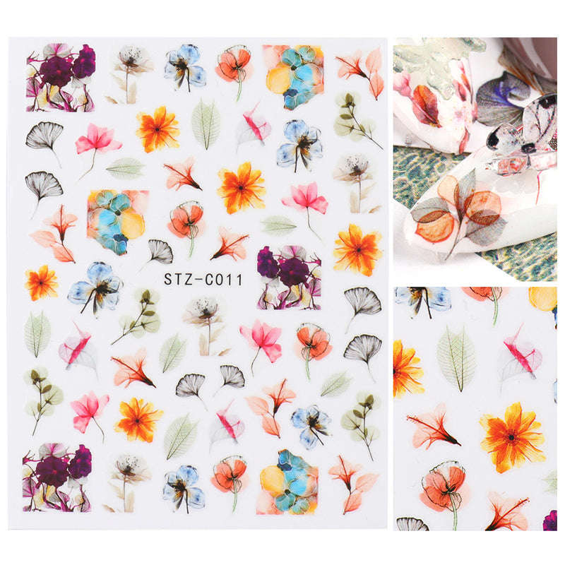 3D Nail Sticker Decals - Flower Rose Butterfly Design for UV Nails