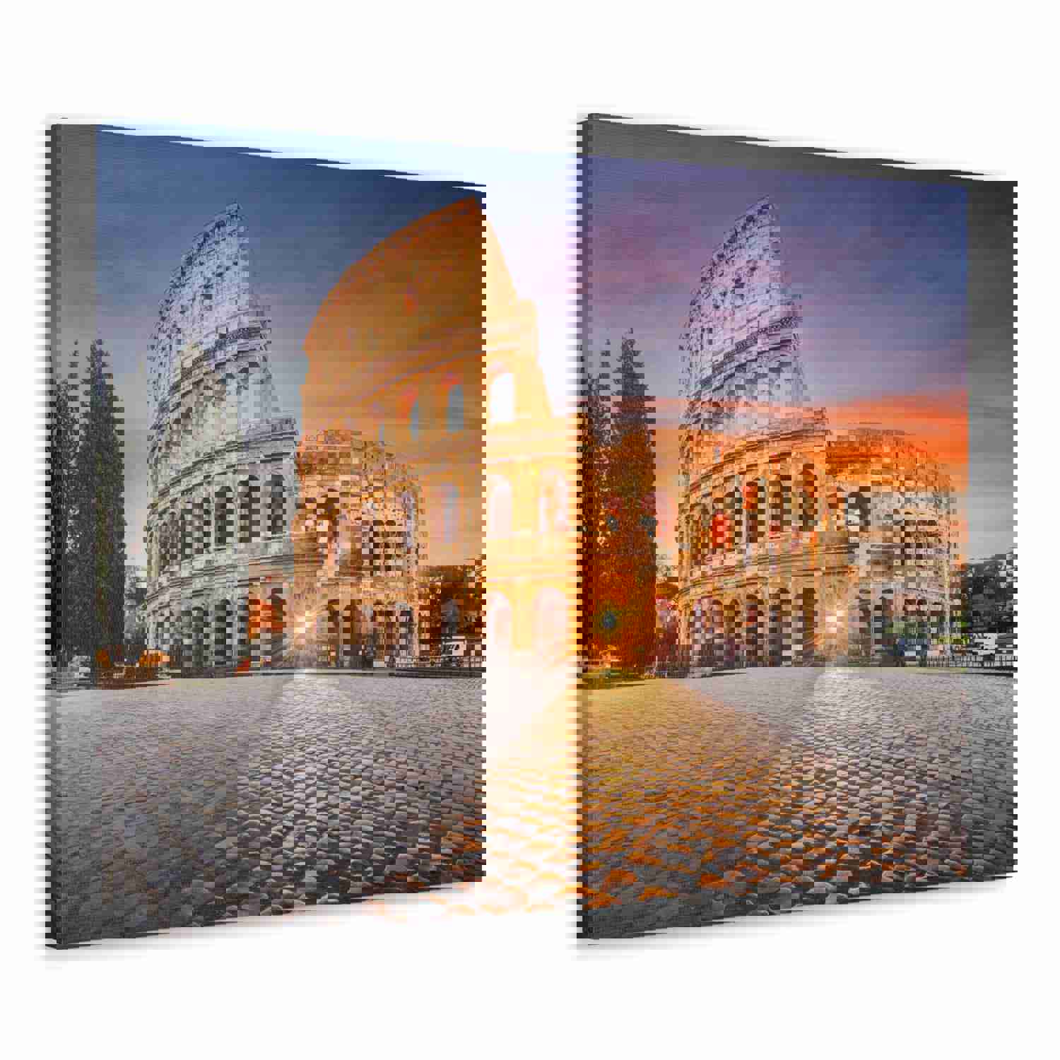 Colosseum in Rome Night Modern Multicolor Scenic Nature Photography Canvas Wall Art