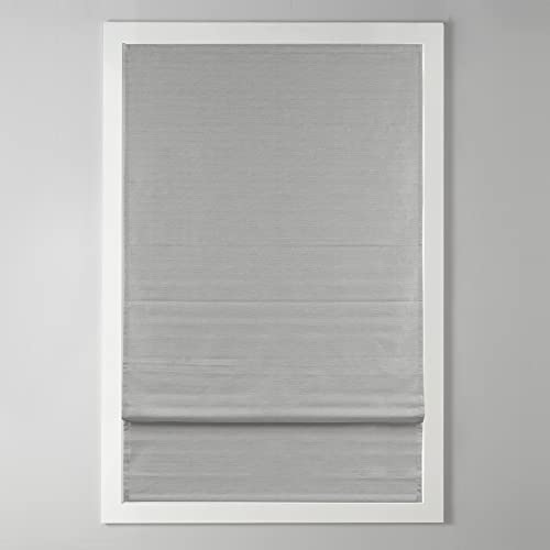 Madison Park Cordless Roman Shades - Como Grey, 35x64, Room Darkening, Thermal Insulated