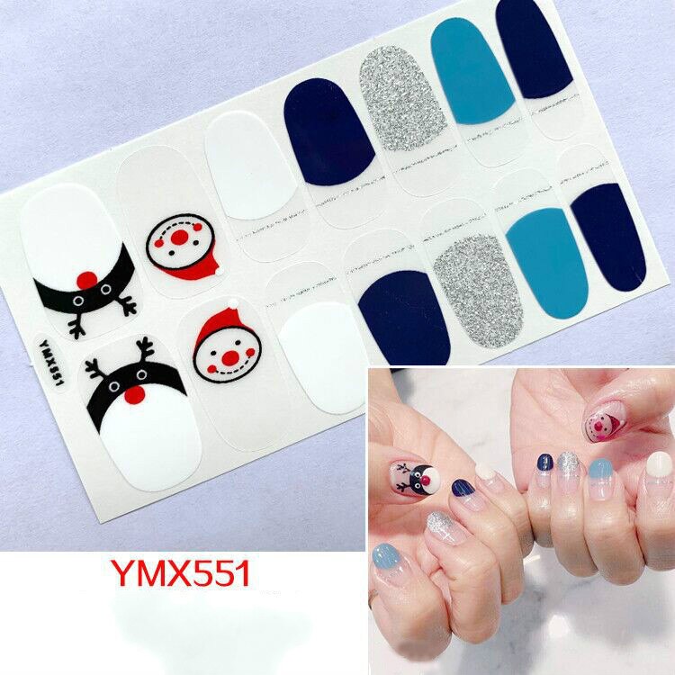Christmas Style Nail Art Sticker - 14 Tips DIY Waterproof Full Cover Wraps Decal