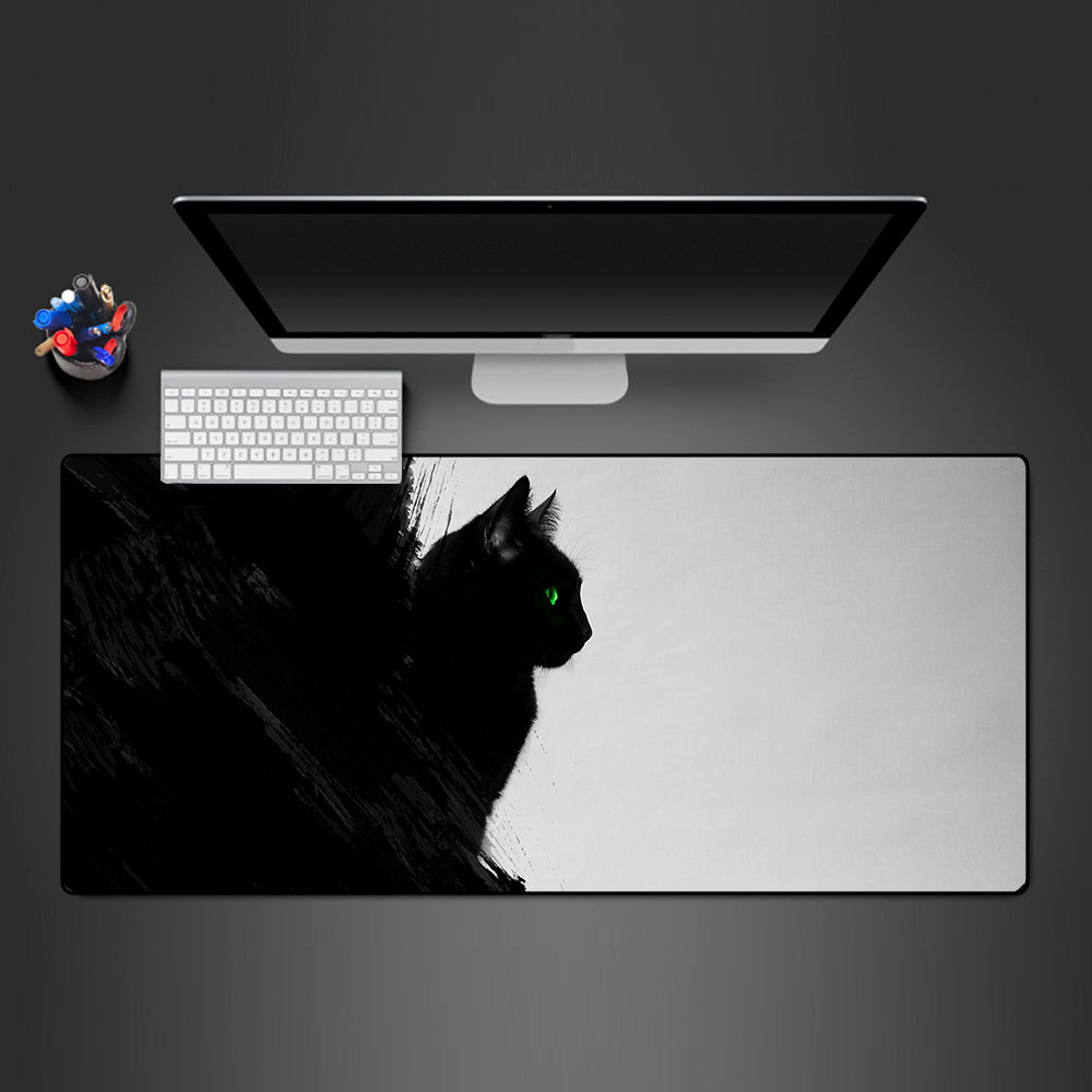 Black Cat Paint Design Gaming Mouse Pad - M-XXL Size for Computer Desk