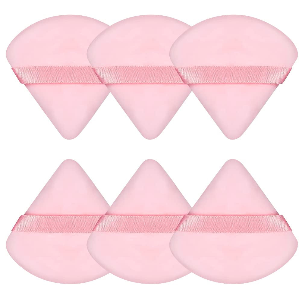 6 Pieces Soft Triangle Powder Puff for Makeup - Velour Cosmetic Sponge for Contouring and Under Eyes