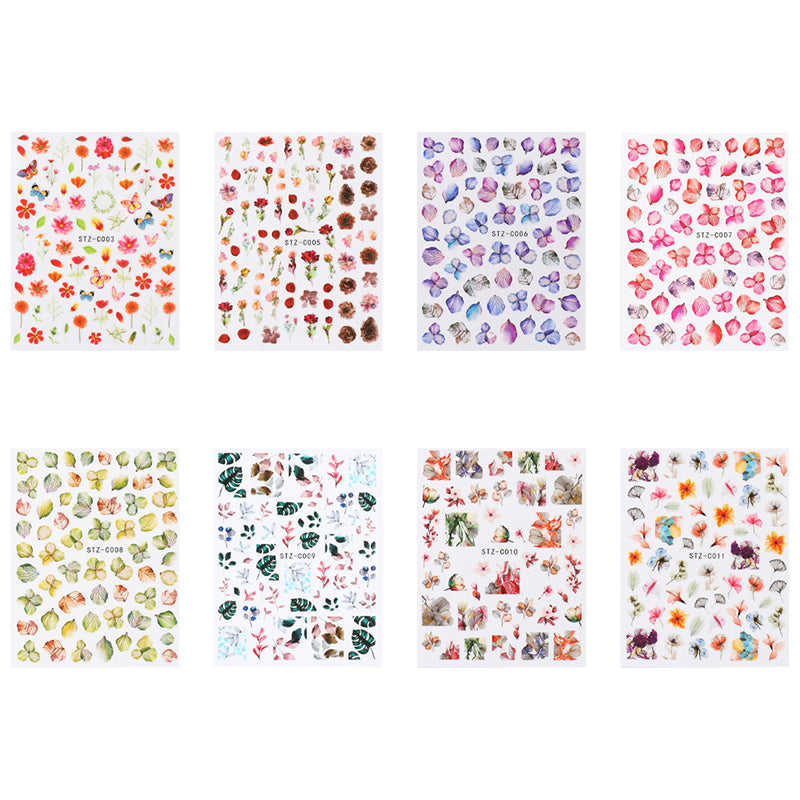 3D Nail Sticker Decals - Flower Rose Butterfly Design for UV Nails