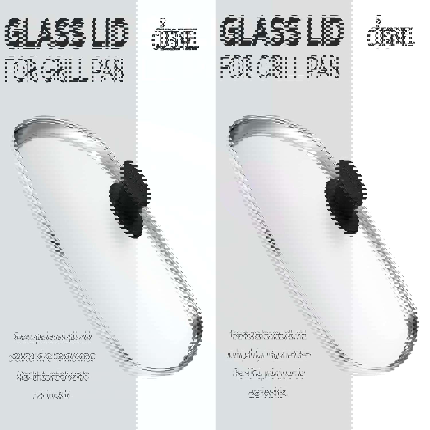 Cuisinel Cast Iron Square Grill Pan with Glass Lid - 10.5 Inch Pre-Seasoned Skillet for Indoor & Outdoor Cooking