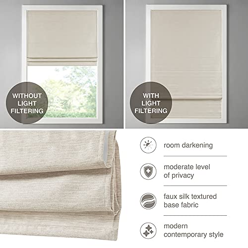 Madison Park Cordless Roman Shades - Como Grey, 35x64, Room Darkening, Thermal Insulated