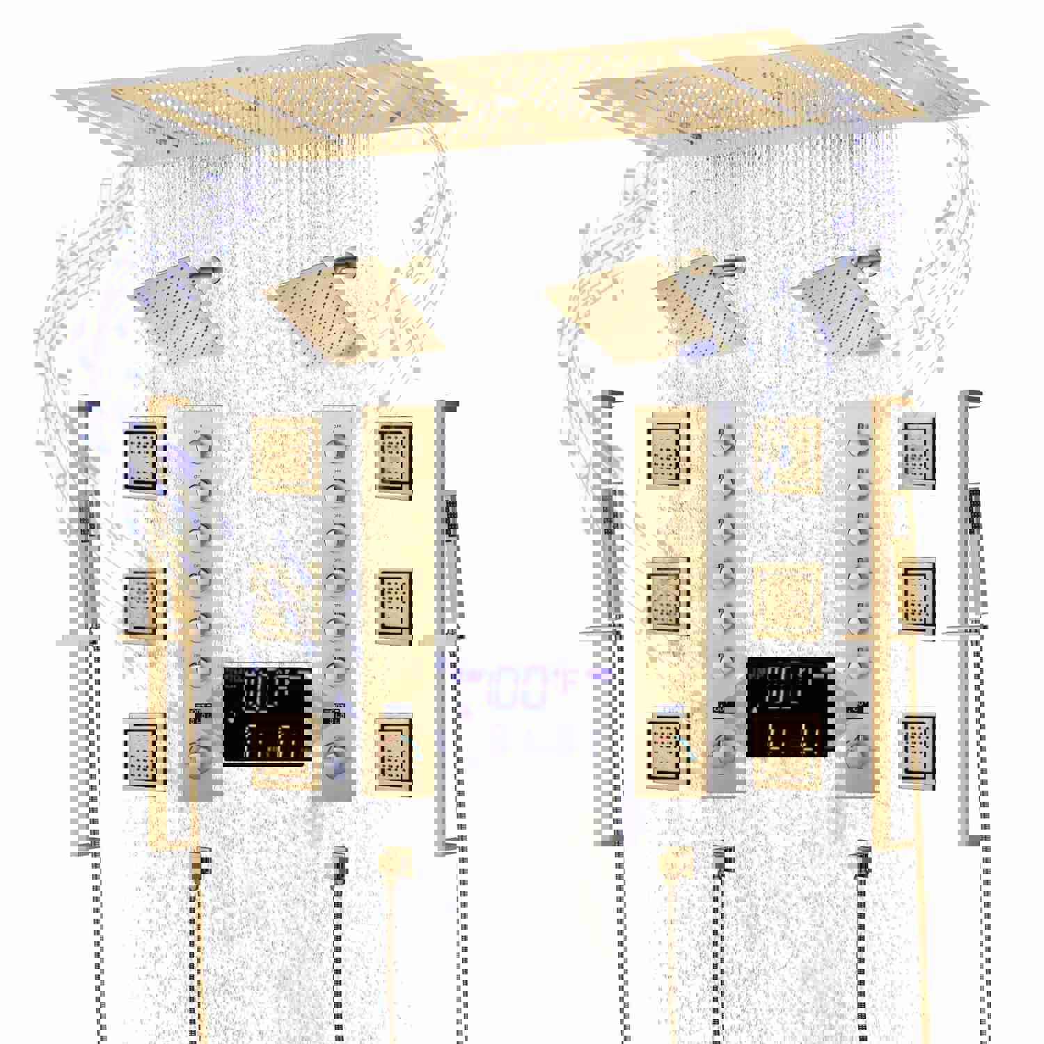 FUSE 36-Inch Dual Showerhead Complete LED Music Shower Set with 6 Body Jets