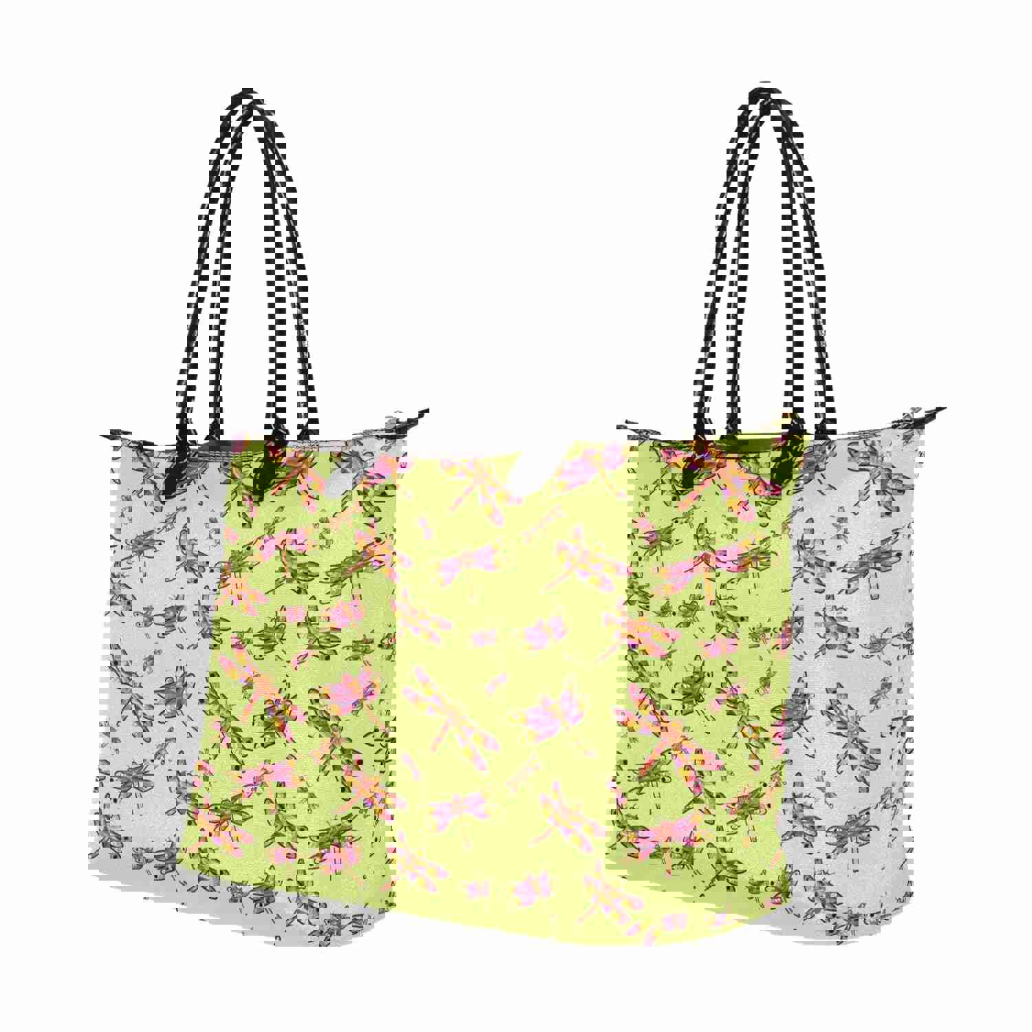 Gathering Lime Single-Shoulder Lady Handbag with Dragonfly Design