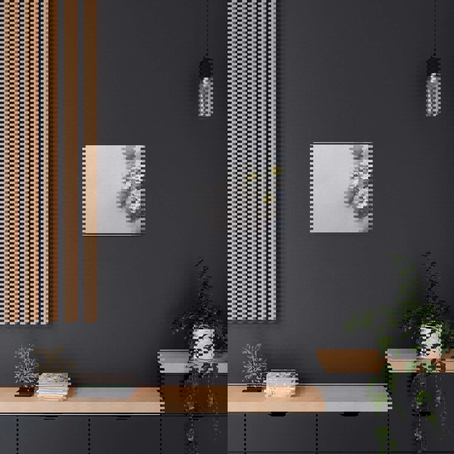 Three White Flower Forest Floral Nature Photography Canvas Wall Art for Home Decor