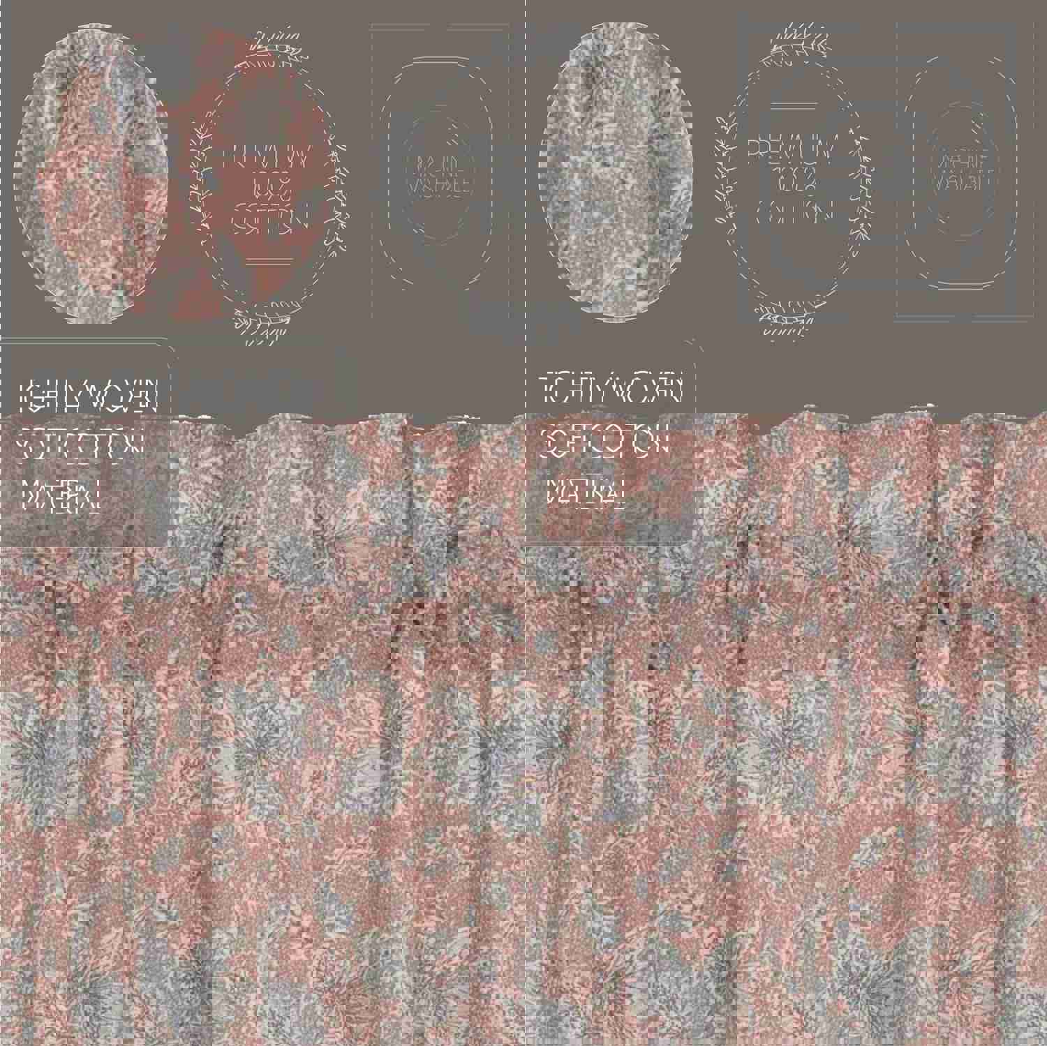 Farmhouse Swag Set Kaila Floral Pink Blue Creme Country Kitchen Curtains