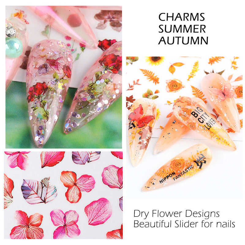 3D Nail Sticker Decals - Flower Rose Butterfly Design for UV Nails