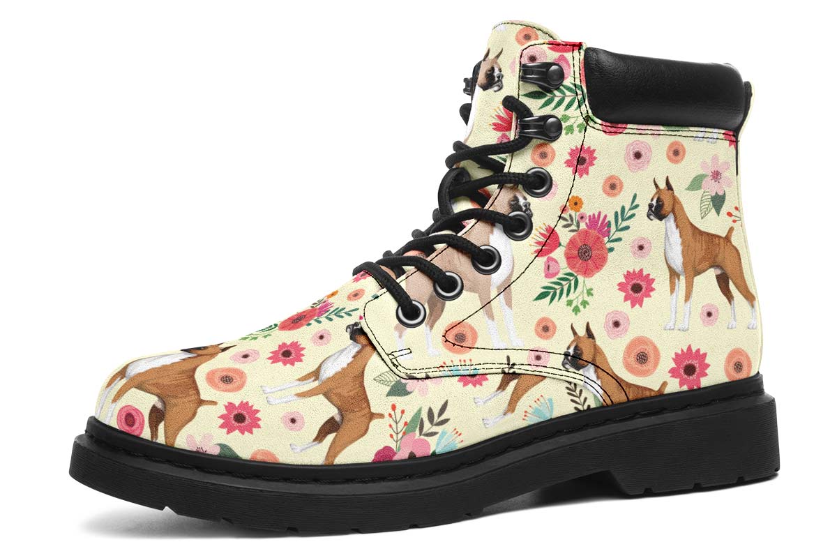 Boxer Floral Classic Vibe Boots - Custom Printed Vegan Boots