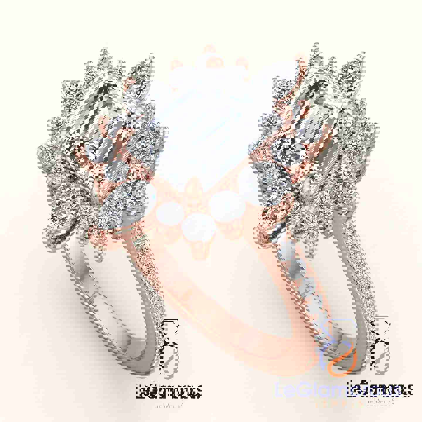 Lab Grown Emerald Cut Halo Engagement Ring For Wedding Gift