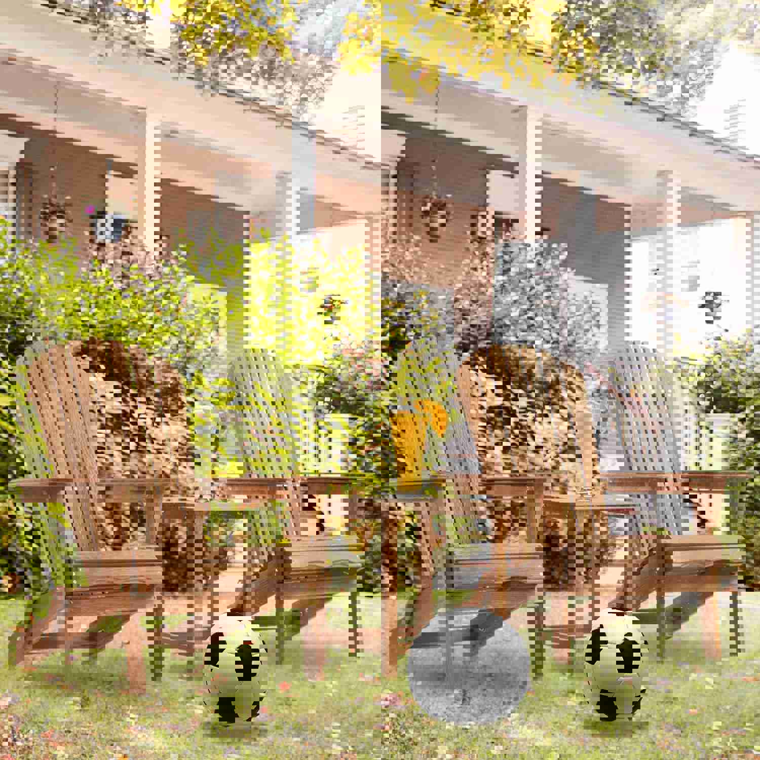 Wooden Outdoor Folding Adirondack Chair Set of 2