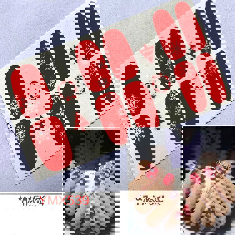 Christmas Style Nail Art Sticker - 14 Tips DIY Waterproof Full Cover Wraps Decal