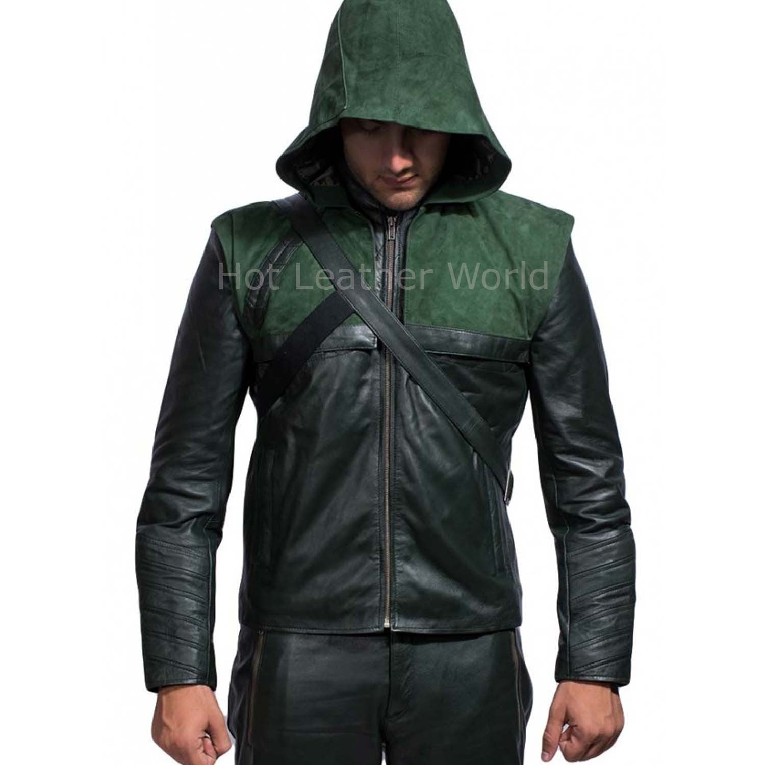 Stephen Amell Green Arrow Leather Replica Hoodie Jacket