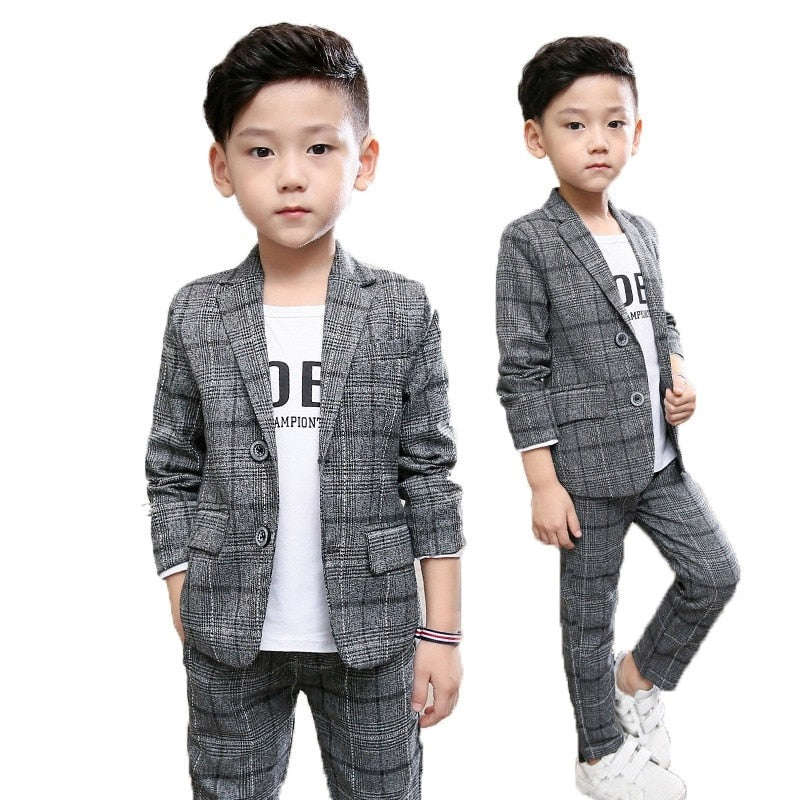Boys Formal Birthday Suits Weddings Blazer Pants 2Pcs Set Kids Gentleman Clothing Sets
