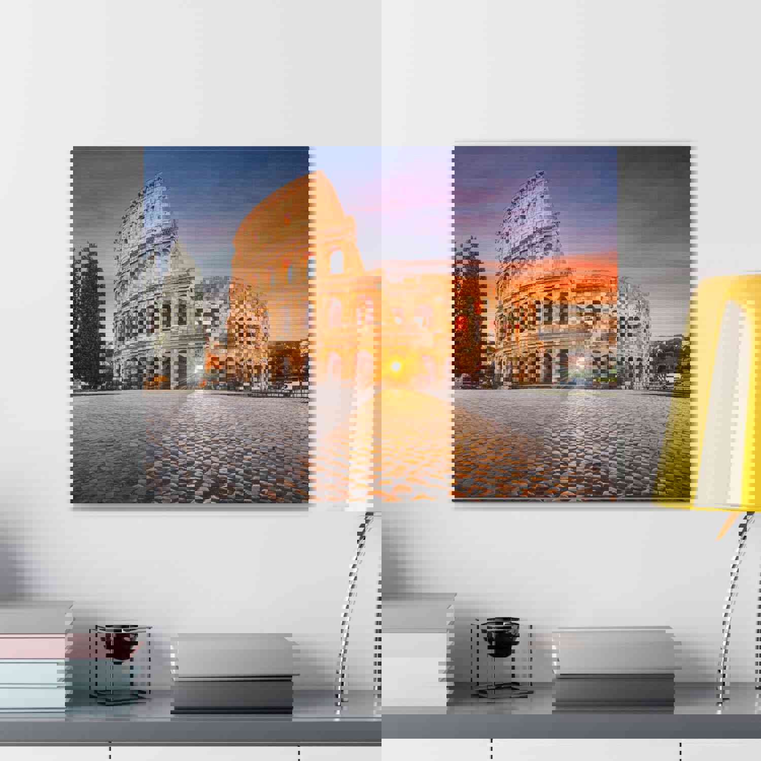 Colosseum in Rome Night Modern Multicolor Scenic Nature Photography Canvas Wall Art