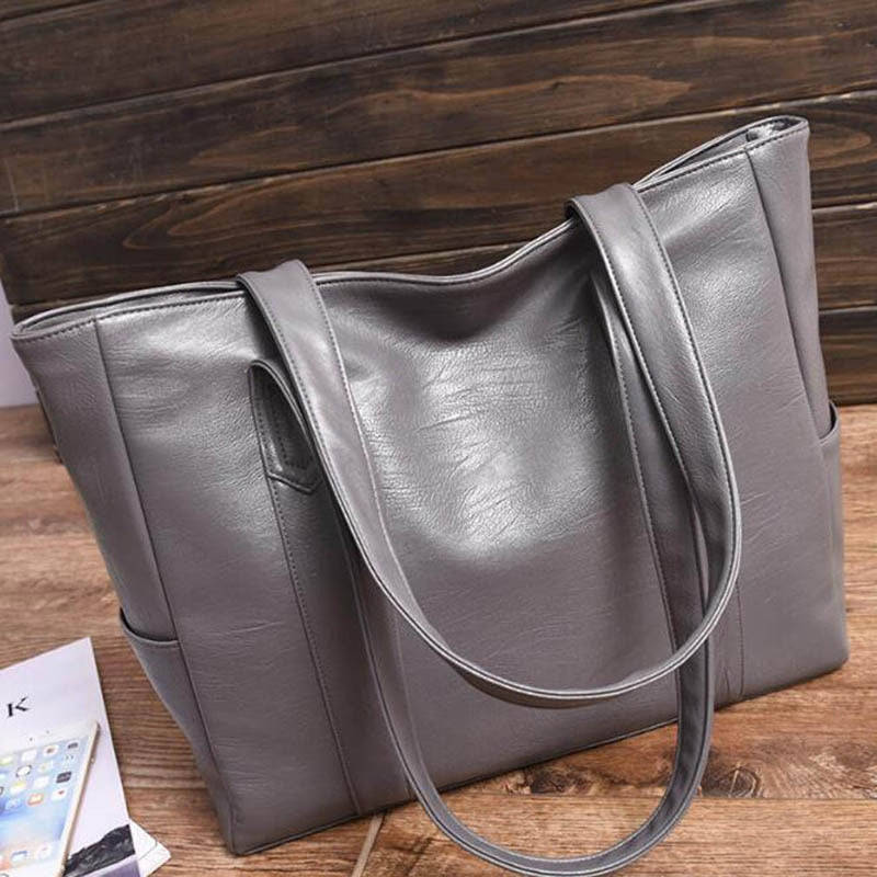 Fashion Women PU Leather Handbag - Large Capacity Luxury Tote