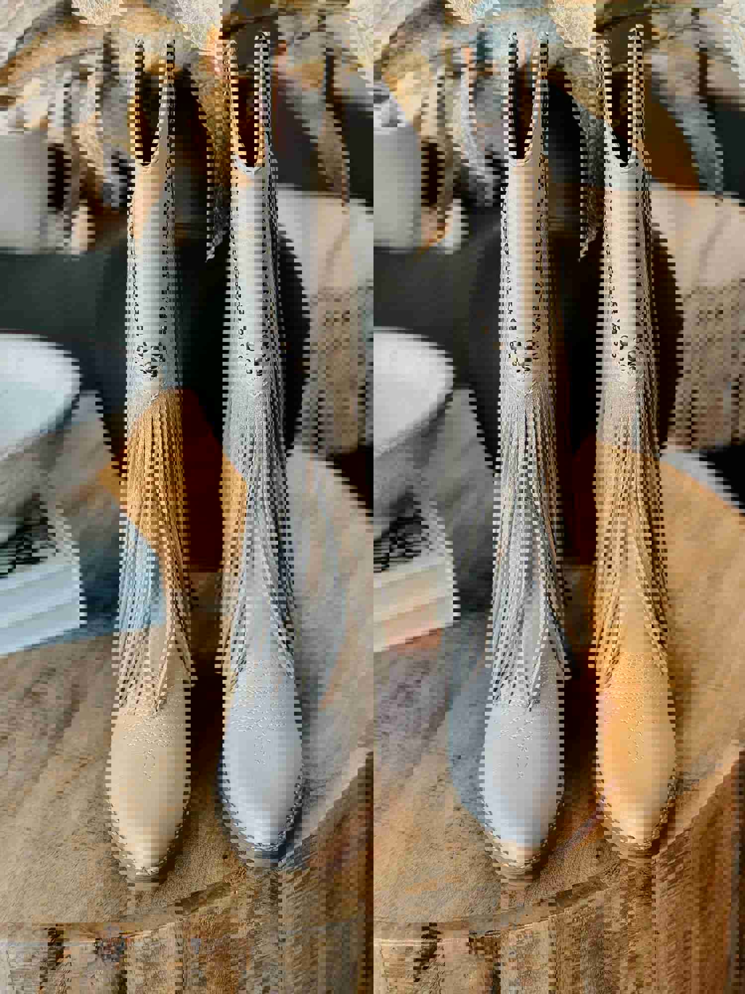 Grey Fringe Western Boots