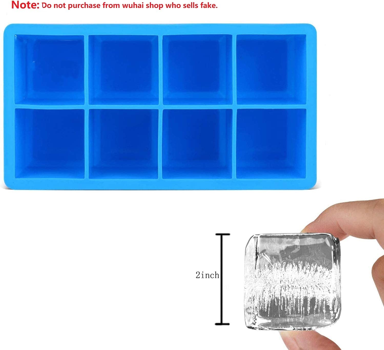 Adoric Life Ice Cube Tray, 2-Pack Large Silicone Ice Cube Makers for Whiskey and Cocktails