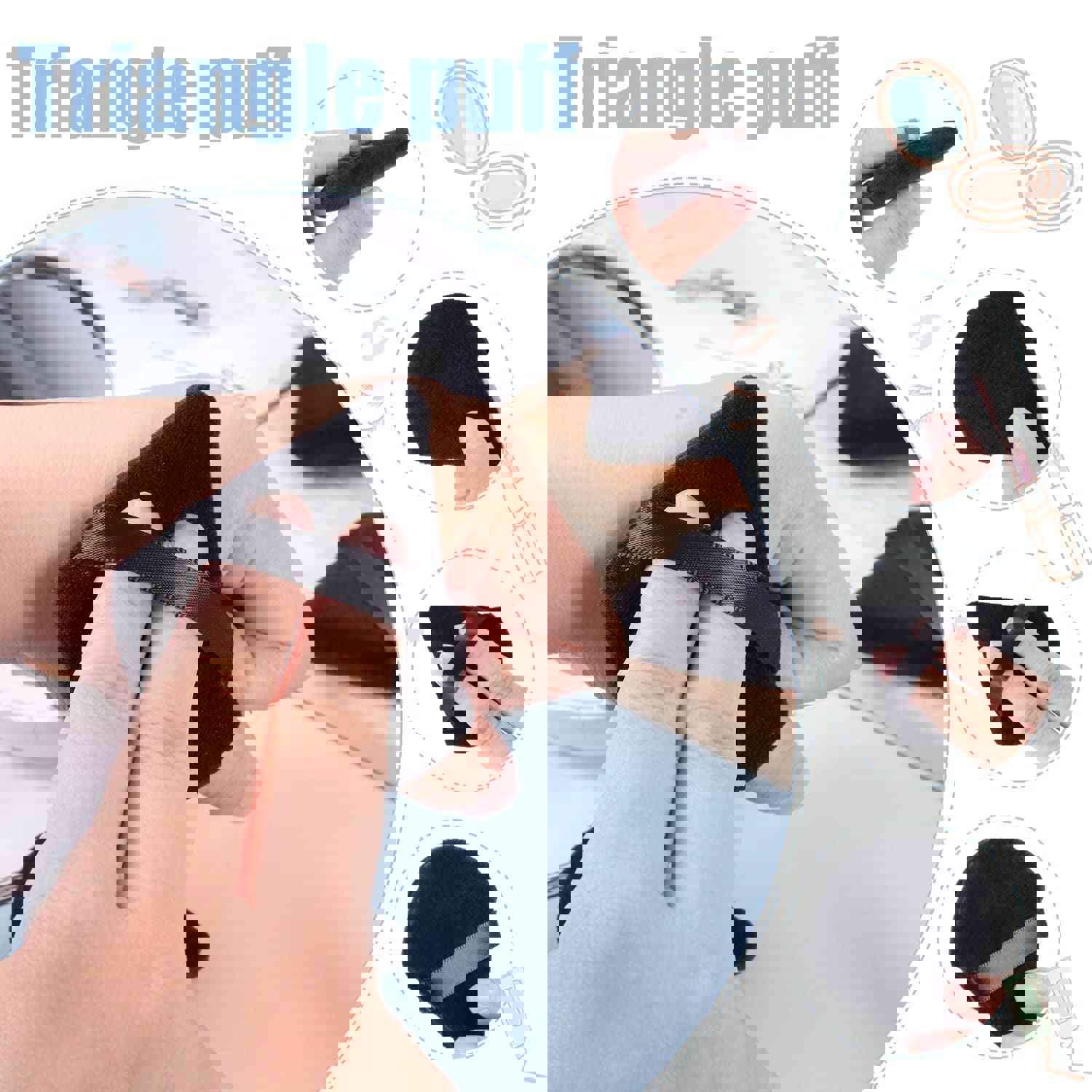 6 Pieces Soft Triangle Powder Puff for Makeup - Velour Cosmetic Sponge for Contouring and Under Eyes