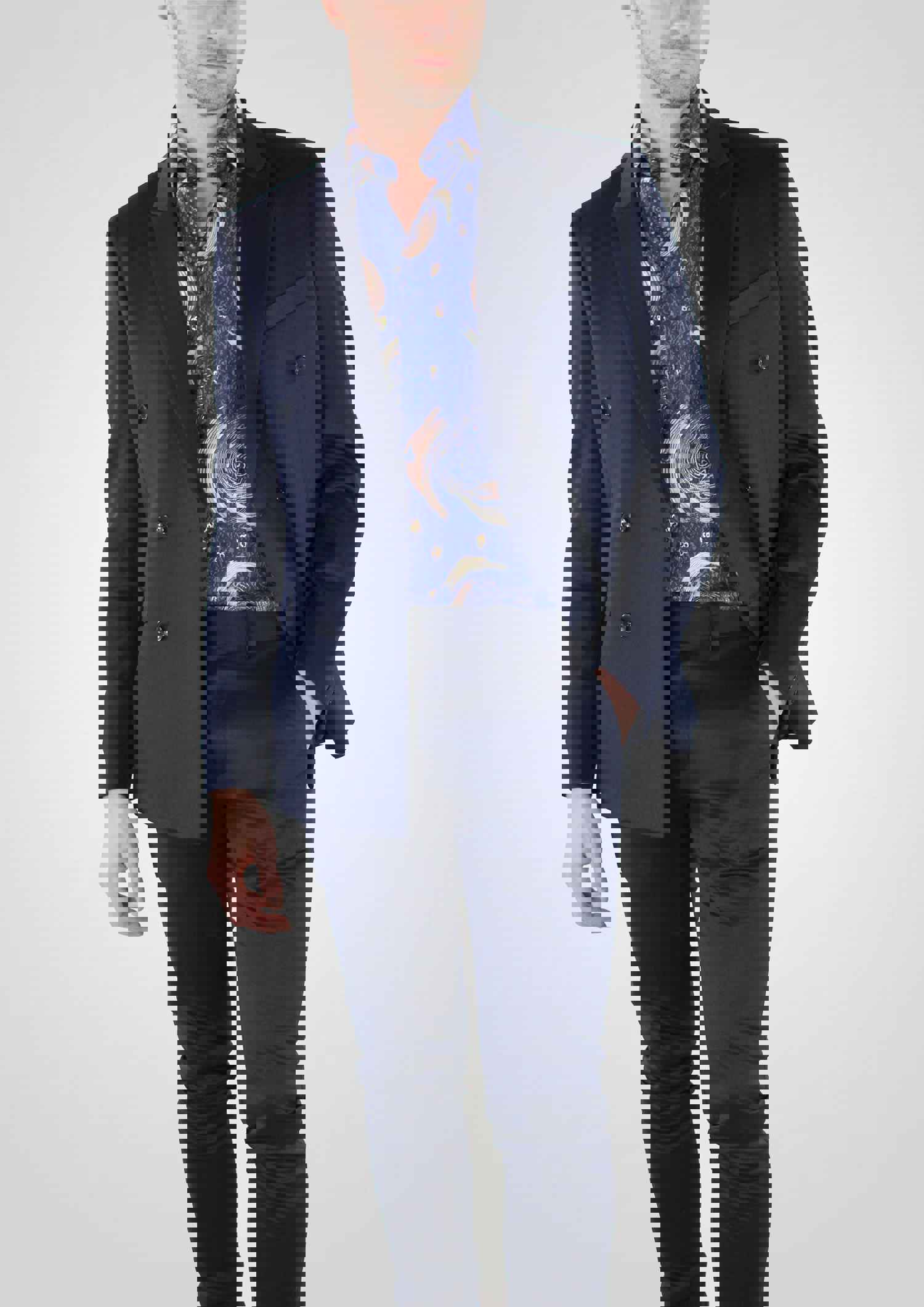 Cielo Double Breasted Blazer Jacket In Navy - One Piece