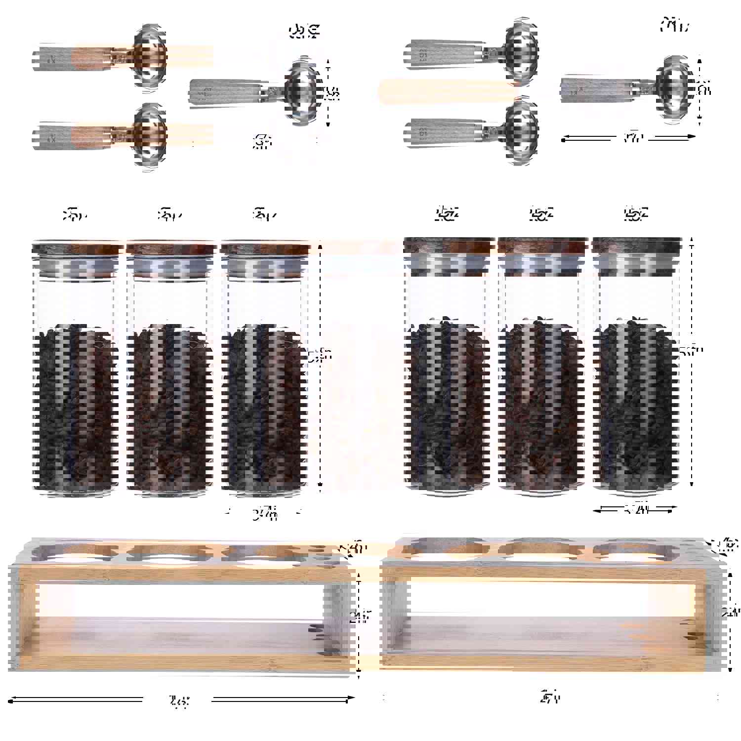 KKC HOME ACCENTS Sealed Glass Food Storage Jars with Scoop for Kitchen Counter