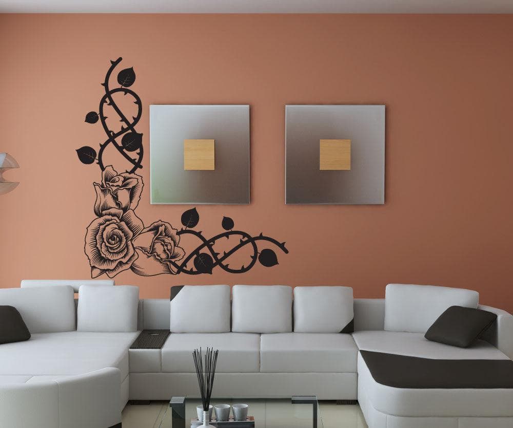 Vinyl Wall Decal Sticker Rose Corner #1199
