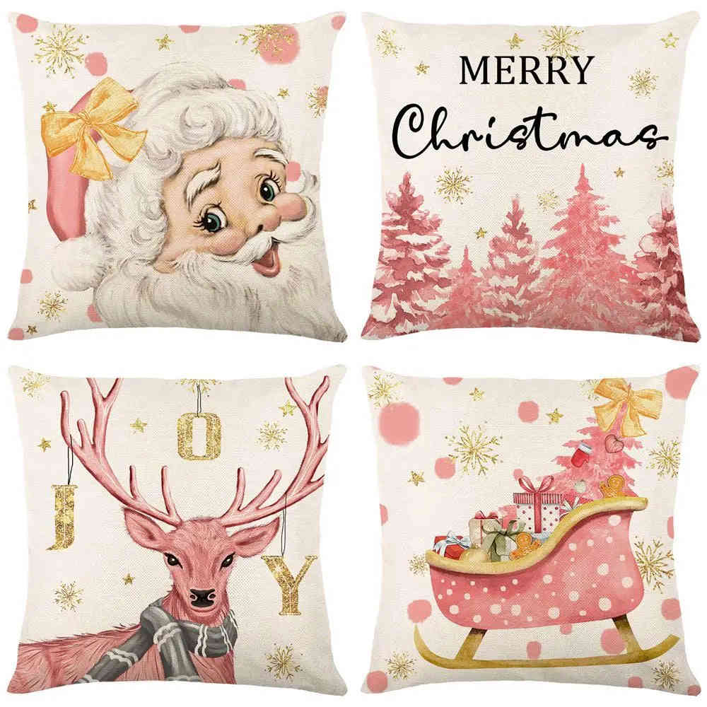 45cm Merry Christmas Cushion Cover Pillowcase 2023 Holiday Home Decor