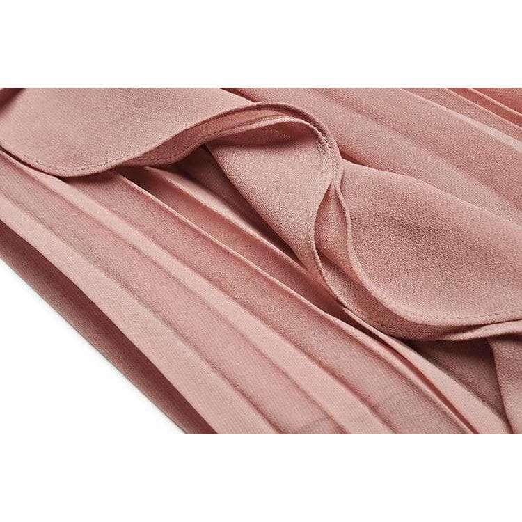 Fashion Autumn Chiffon Dress with Bow Decoration