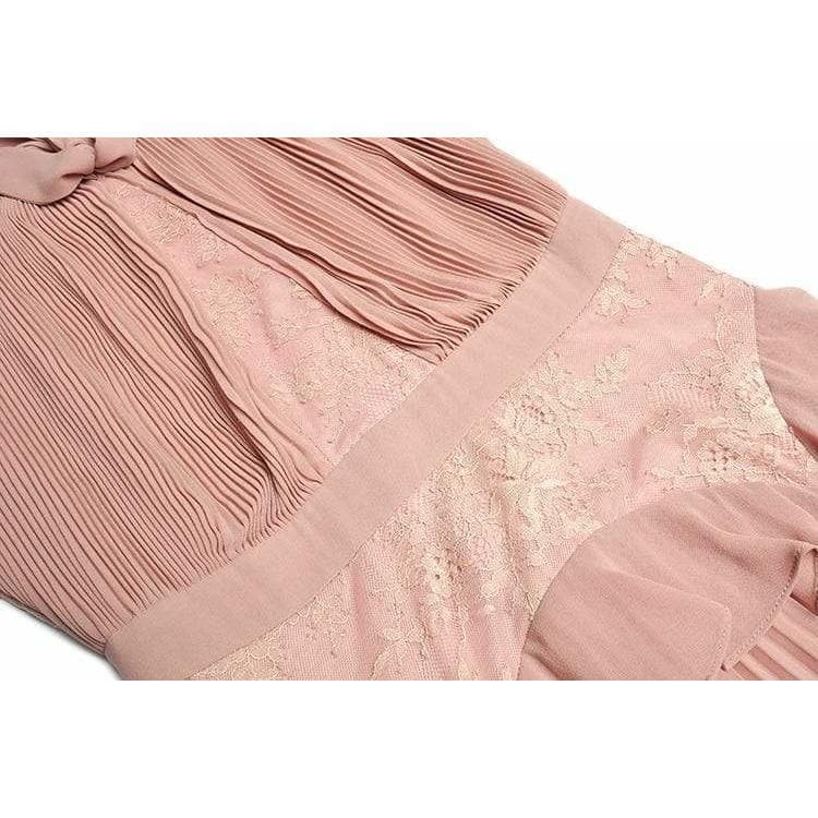 Fashion Autumn Chiffon Dress with Bow Decoration