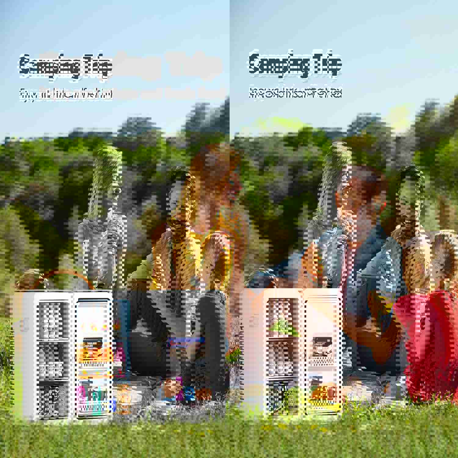 Kikihuose 22L/30Cans Mini Fridge for Bedroom, 12V DC Portable Cooler & Warmer, Small Beverage Refrigerator